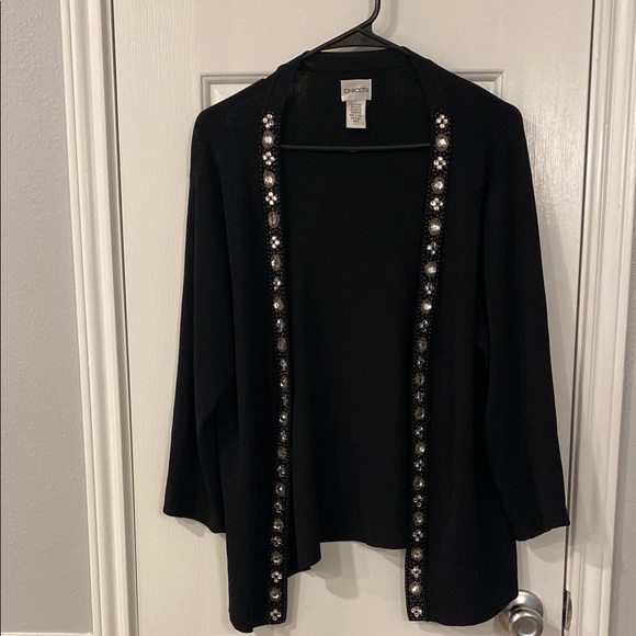 Chico's Sweaters - Chico's Black Cardigan with Embellished Details-(2) Large